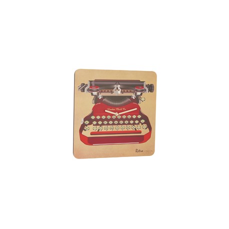 Red Retro Typewriter Wall Clock