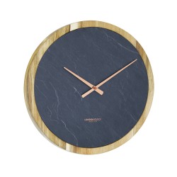 Large Round Slate & Wood With Copper Finish