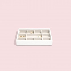 STACKERS CHALK WHITE CROC 11 SECTION JEWELLERY BOX