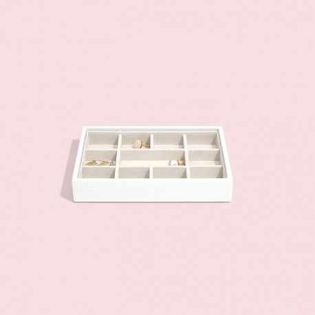 STACKERS CHALK WHITE CROC 11 SECTION JEWELLERY BOX