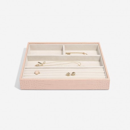 STACKERS PASTEL PINK CROC 4 SECTION JEWELLERY BOX