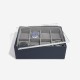 STACKER NAVY BLUE 8 PIECE WATCH BOX WITH ACRYLIC LID