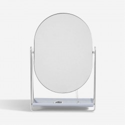 DRESSING TABLE POLISHED SILVER MIRROR & LAVENDER JEWELLERY STAND
