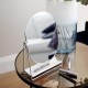 DRESSING TABLE POLISHED SILVER MIRROR & PEBBLE WHITE JEWELLERY STAND